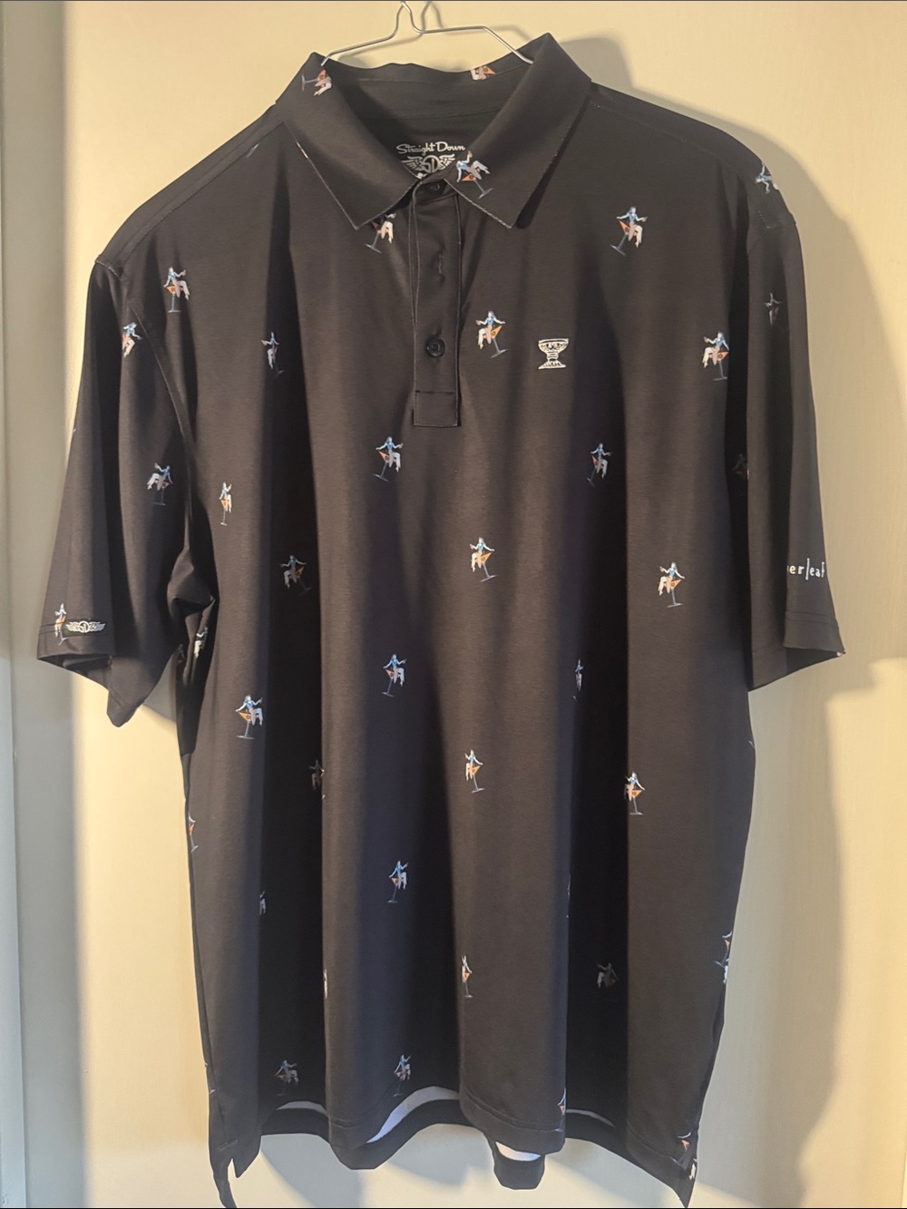 Black Embroidered Golfer Polo — Lightweight Performance